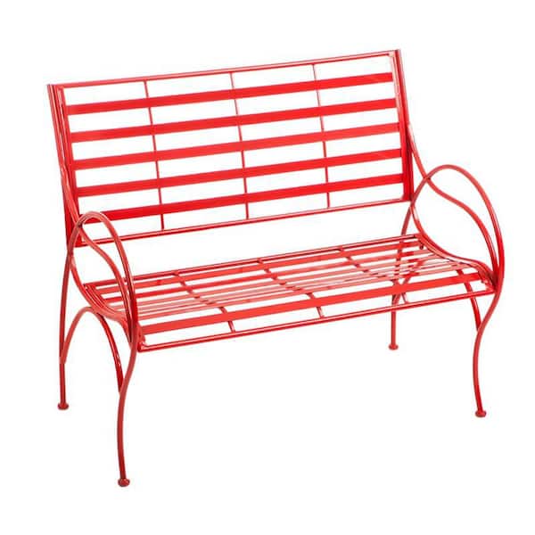 Cape Craftsman 36 in. Red Swirl Metal Outdoor Garden Bench