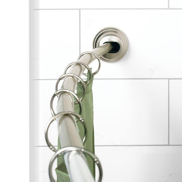 Zenna Home Neverrust 50 In To 72 Aluminum Tension Curved Shower Rod Brushed Nickel 35633bnp Aluminum Tension Curved Shower Rod, Zenna Home Neverrust Aluminum Double Curved Tension Shower Curtain Rod