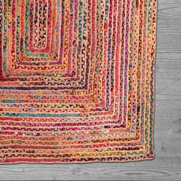 Bokaap Multicolor 5 ft. x 7 ft.6 in. Bohemian Hand-Braided Cotton/Jute Area Rug