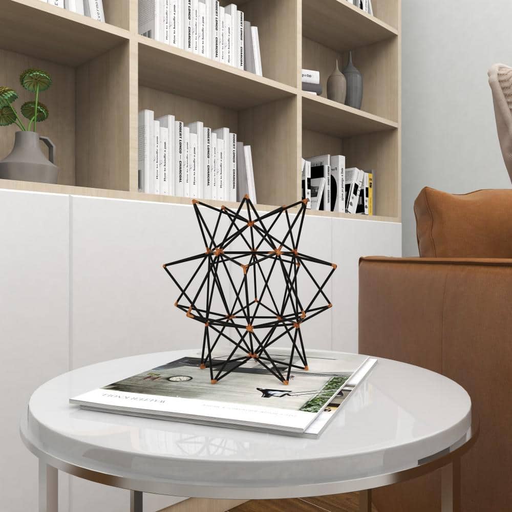 Black and Gold Geometric Metal Star Sculpture