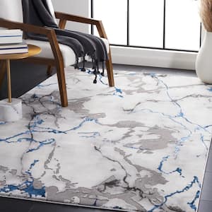 Craft Gray/Blue 5 ft. x 8 ft. Running Abstract Area Rug