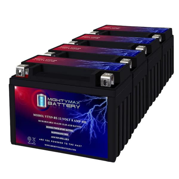 MIGHTY MAX BATTERY YTX9-BS Battery Replaces High Performance Power Sports 9BS - 4 Pack