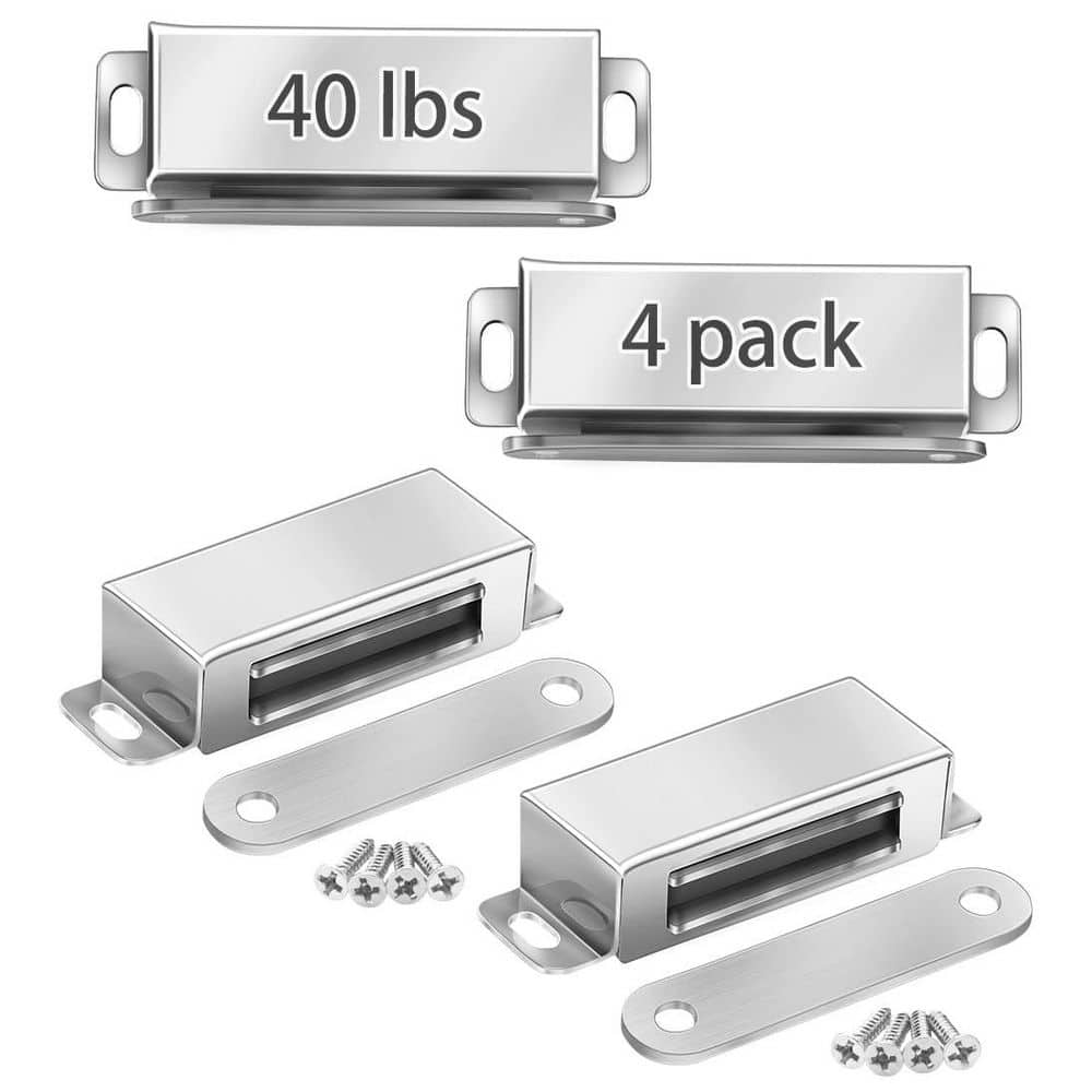 Stainless Steel Chrome Magnetic Cabinet Door Catch Heavy Duty 40 lbs Pull Spring Latch for Kitchen Sliding Door 4-Pack price history on PriceWatchPro
