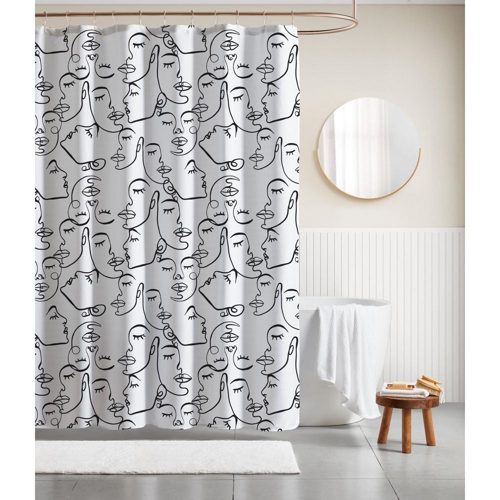 JOOCAR Horse Fabric Shower Curtain with Hooks Head Portrait Striped Pastel  Face Curve Sketch Neck Doodle Cover Eye Bath Shower Curtain Polyester 72x72