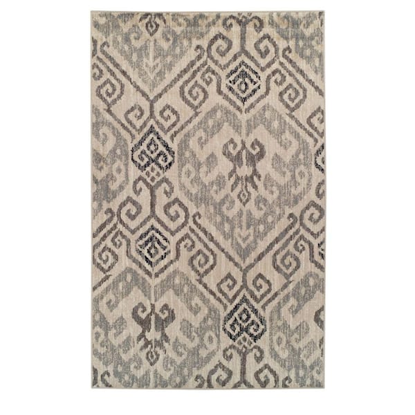 SUPERIOR Damask Light Blue 8 ft. x 10 ft. Traditional Floral Polypropylene Area Rug