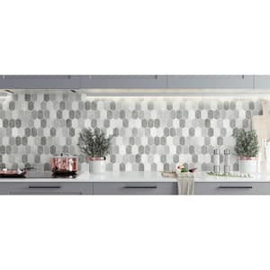 Faux Icy Grey and Nickel Brushed Hex Tile 20.5 in. x 18 ft. Peel and Stick Wallpaper
