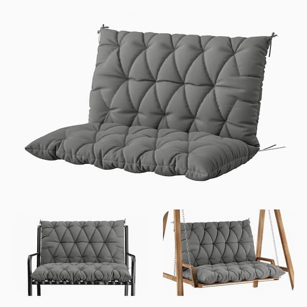 47 in. x 40 in. 2-Seater Patio Contoured Replacement Bench Cushion Outdoor Porch Swing Cushion Cushion Light Grey