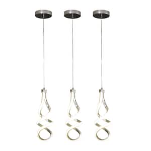 3-Piece 14-Watt Modern Dimmable Integrated LED Silver Island Mini Pendant with PC Shade