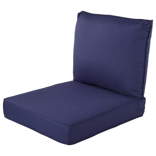 HAVEN WAY 22 in. x 25 in. 2-Piece Universal Outdoor Deep Seat Lounge Chair Cushion in Navy (1-Pack)
