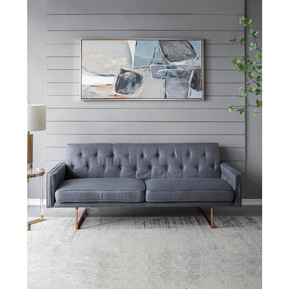 Ice Island Beige and Gray Abstract Canvas Painting