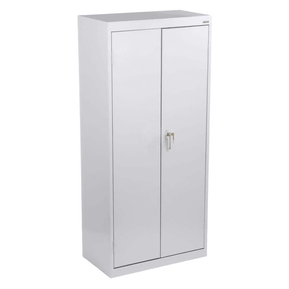 Dove Gray Steel Office Storage Cabinet with Adjustable Shelves