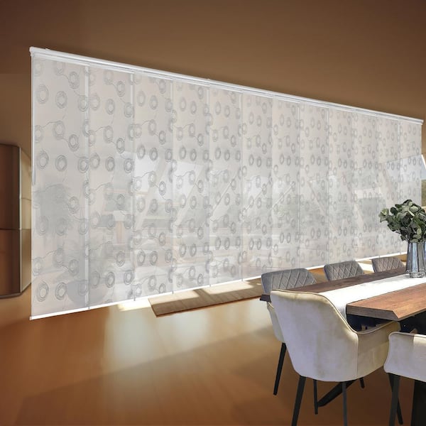 EMOH Serpentine 140 in. - 260 in. W x 116 in. L Adjustable 12-Panel White Double Rail Panel Track with 23.5 in. Slates