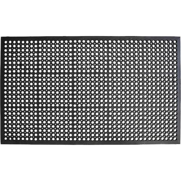 Black 36 in. x 36 in. Rubber Outdoor Door Mat