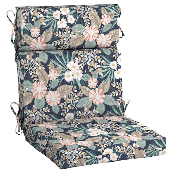 Hampton Bay 20 in. x 20 in. One Piece High Back Outdoor Dining Chair Cushion in Maylline Floral