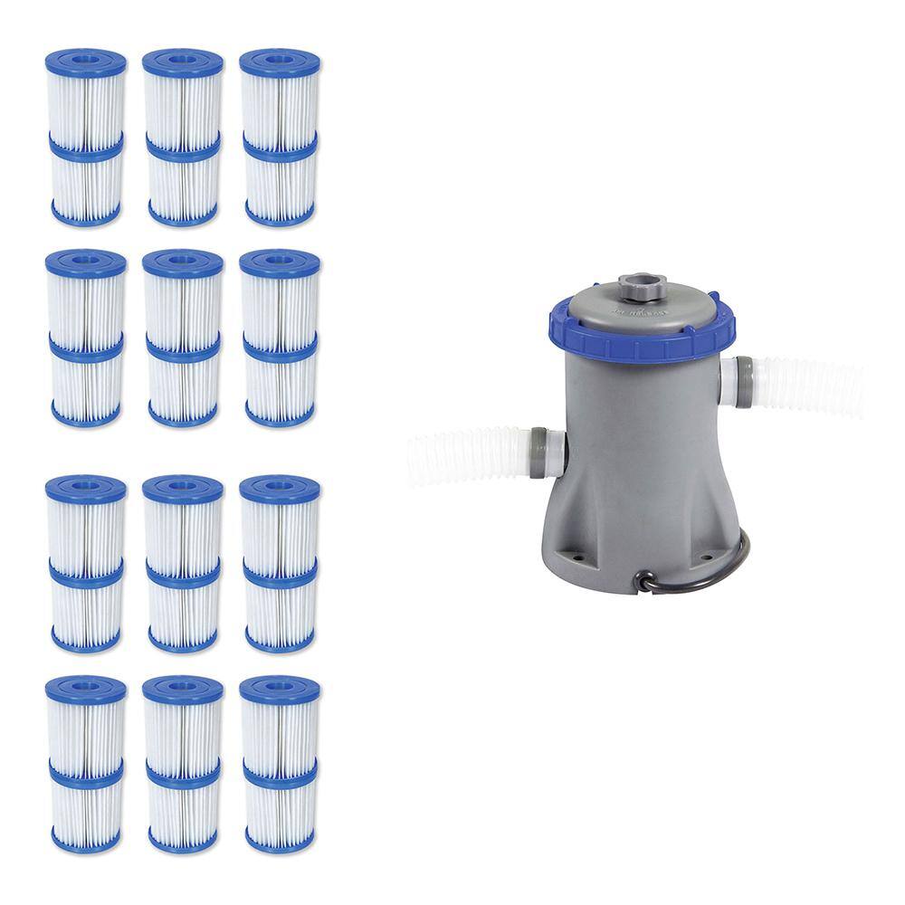 Bestway 3.3 in. Dia Type V/K 330 GPH Pool Replacement Filter Cartridge (12Pack) with Filter