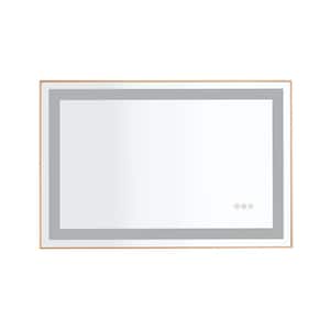 36 in. W x 24 in. H Rectangular Aluminum Framed Anti-Fog Dimmable LED Wall Bathroom Vanity Mirror in Gold