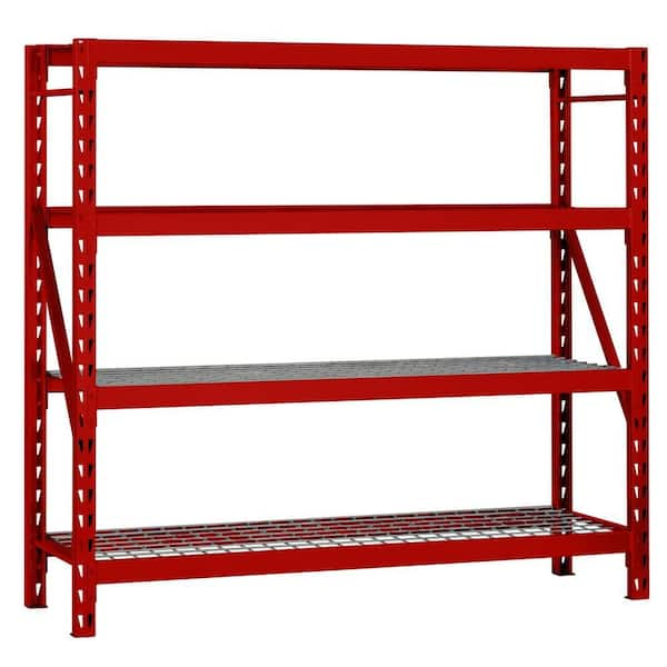 Edsal 72 in. H x 77 in. W x 24 in. D 4-Shelf Steel Wire Shelving Unit in Red