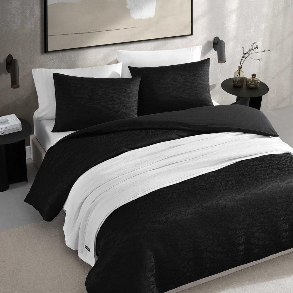 King Black Microfiber Reversible Comforter Set with Shams