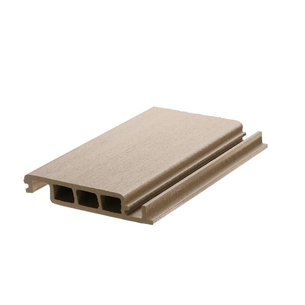 Water-Shedding 5.25 in. Cool Sand Composite Deck Board Sample