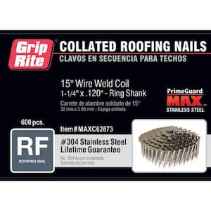 1-1/4 in. x 0.120 in. 304 Stainless Steel Ring Shank Coil Roofing Nail (600-Count)