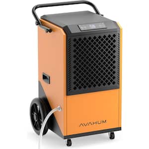320 pt. 9,000 sq. ft. Bucket Less Commercial Dehumidifier with Drain Hose in Orange, Auto Defrost, 24H Timer