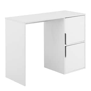 Designs2Go 40.25 in. Rectangular White Wood Writing Desk with 2-Cabinets