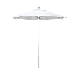 7.5 ft. Silver Aluminum Commercial Market Patio Umbrella with Fiberglass Ribs and Push Lift in White Olefin