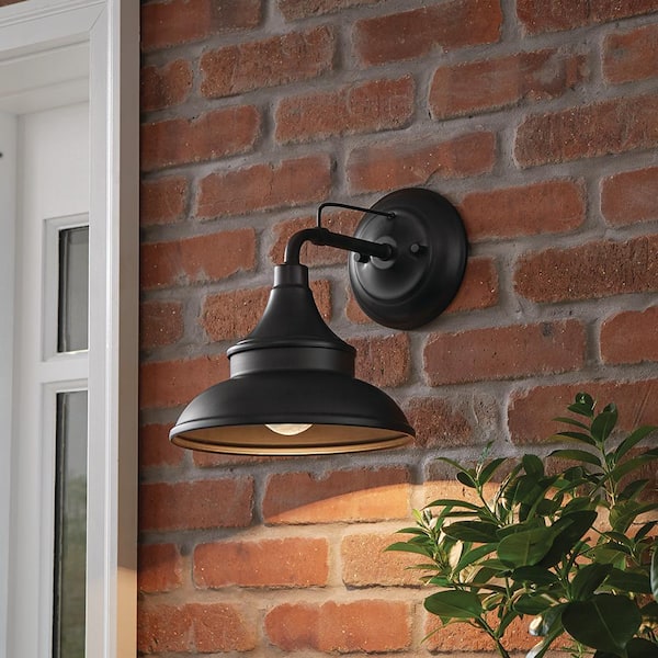 Wetherby 11 in. Black Outdoor Hardwired Wall Sconce with No Bulbs Included