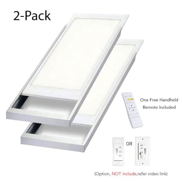 2ft.x4ft. 600W Equivalent 6500 Lumen Dimmable CCT White Integrated LED Panel Light Flush Mount Troffer w/ Frames(2-Pack)