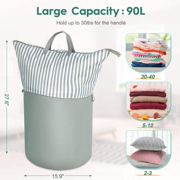 JOMOLA 90L Large Collapsible Laundry Basket, Round Waterproof Laundry  Hamper with Handles & Zipper, …See more JOMOLA 90L Large Collapsible  Laundry