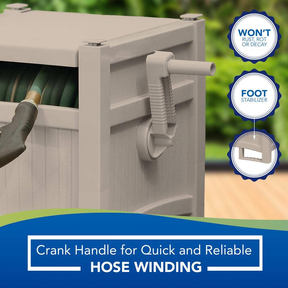 Suncast Taupe Resin 100-Foot Garden Hose Reel Hideaway