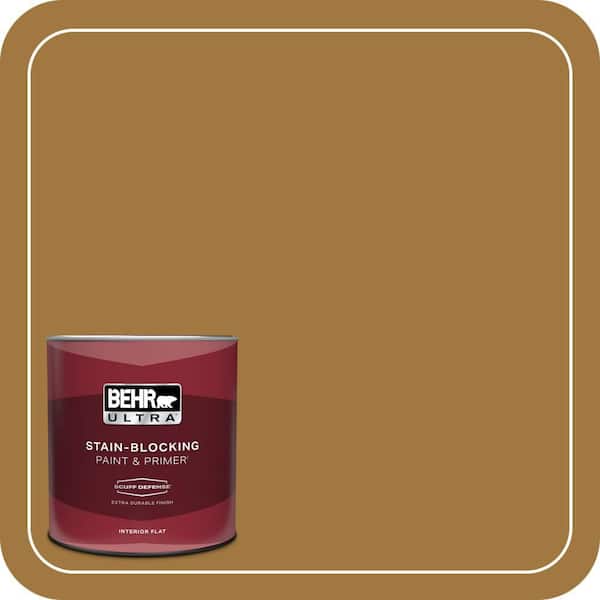 BEHR ULTRA 1 qt. #310F-6 Goldenrod Tea Extra Durable Flat Interior Paint & Primer