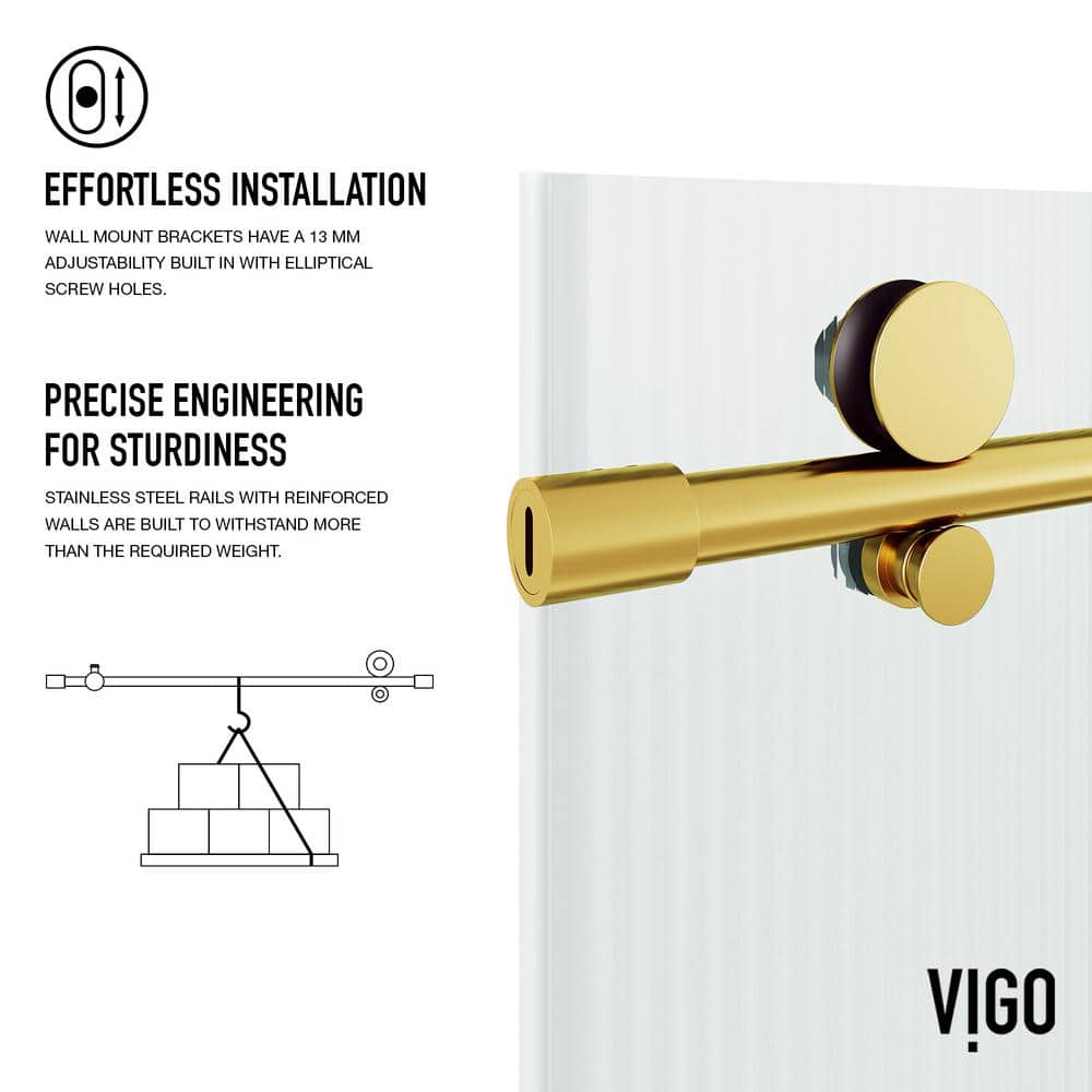 Elan E-Class 60" Frameless Sliding Shower Door in Matte Brushed Gold