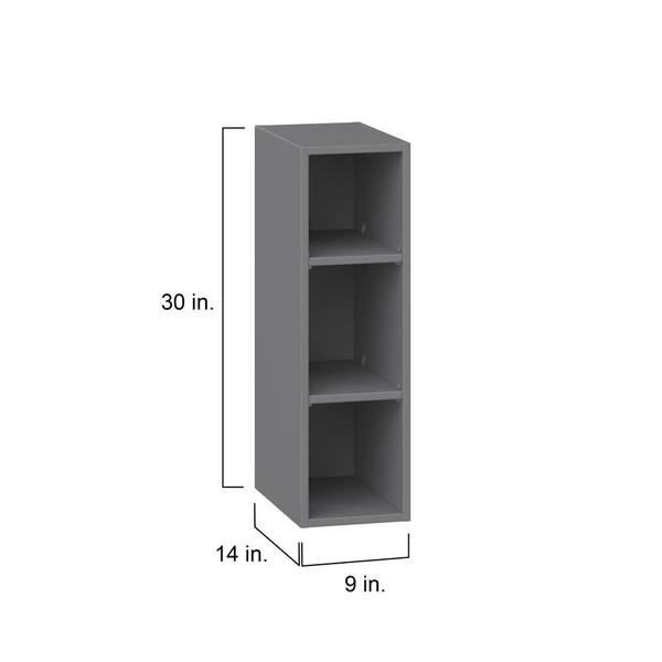 J COLLECTION Bright White Slab Assembled Wall Kitchen Cabinet Open Shelf (9 in. W x 30 in. H x 14 in. D)