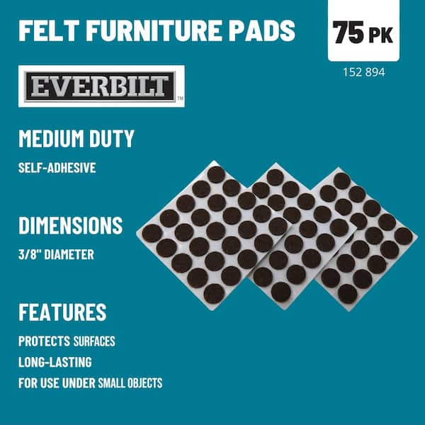 3/8 in White Round Medium Duty Self-Adhesive Felt Pads (75-Pack)
