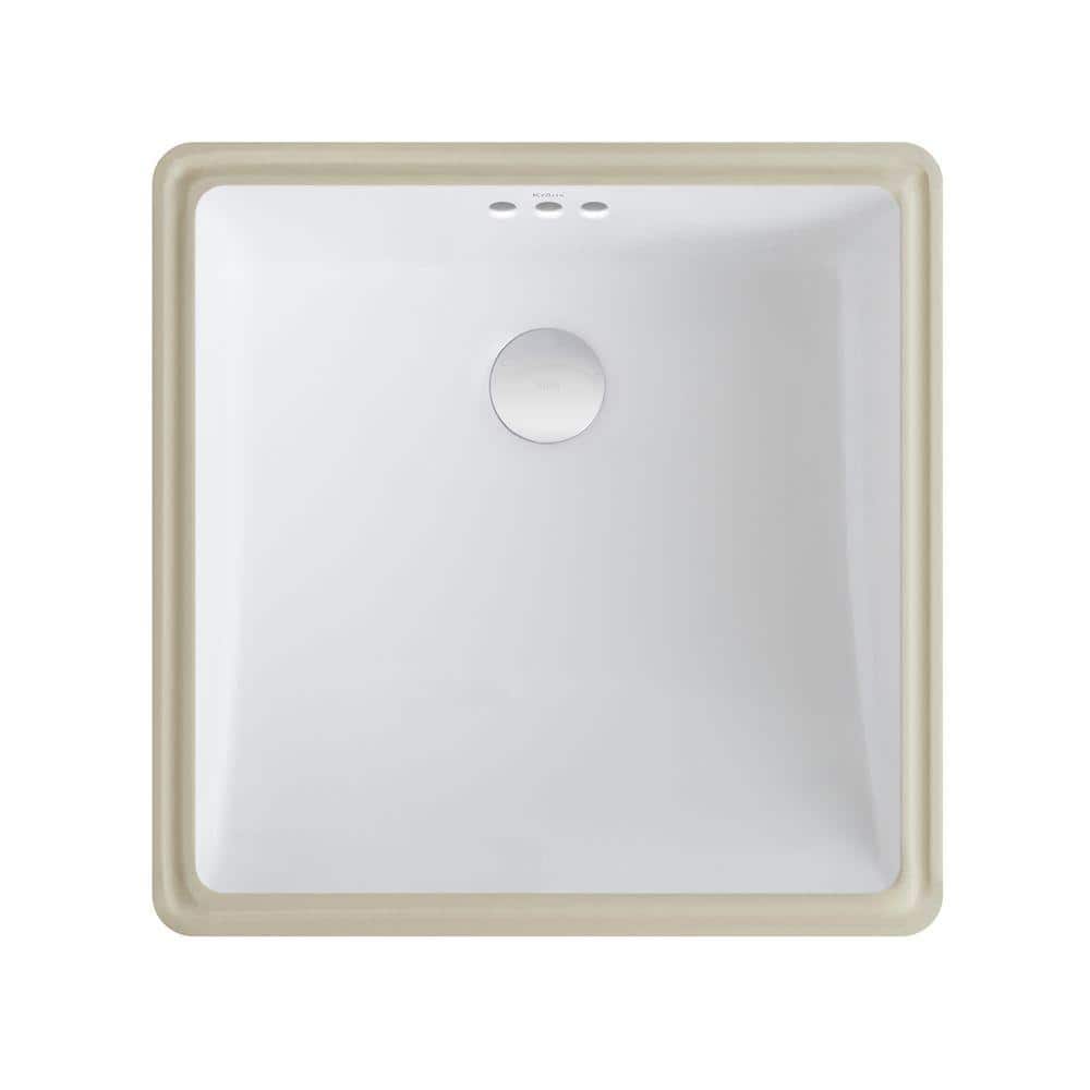 Elavo 17-inch White Ceramic Square Undermount Bathroom Sink
