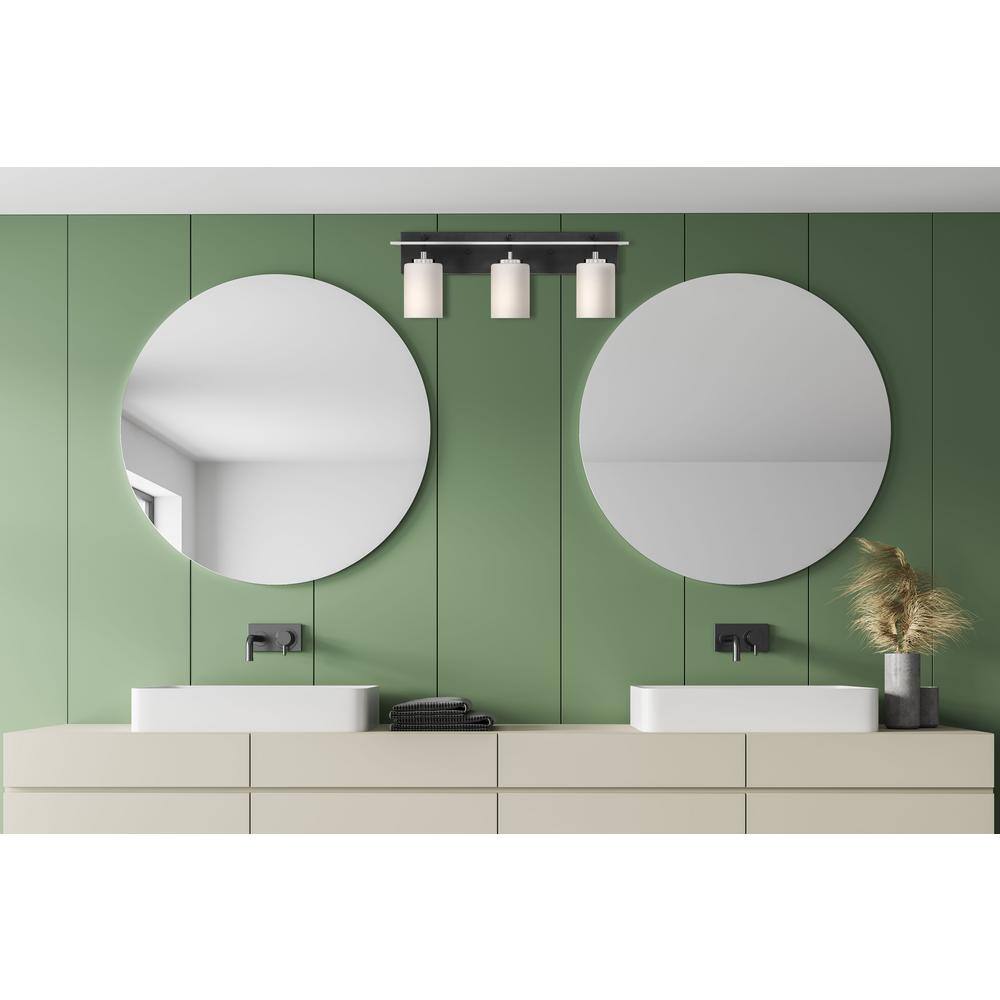 Matte Black Industrial 3-Light Dimmable Vanity Fixture