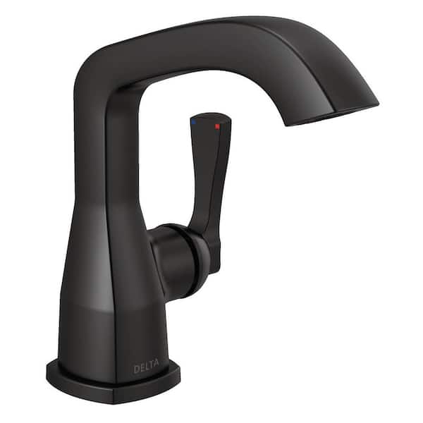 Delta Stryke Single Handle Single Hole Bathroom Faucet with Metal Pop-Up Assembly in Matte Black
