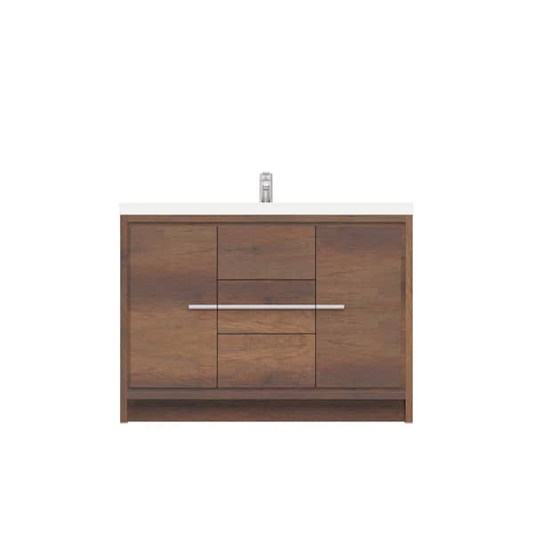 Alya Bath Sortino 48 in. W x 19 in. D Bath Vanity in Rosewood with Acrylic Vanity Top in White with White Basin