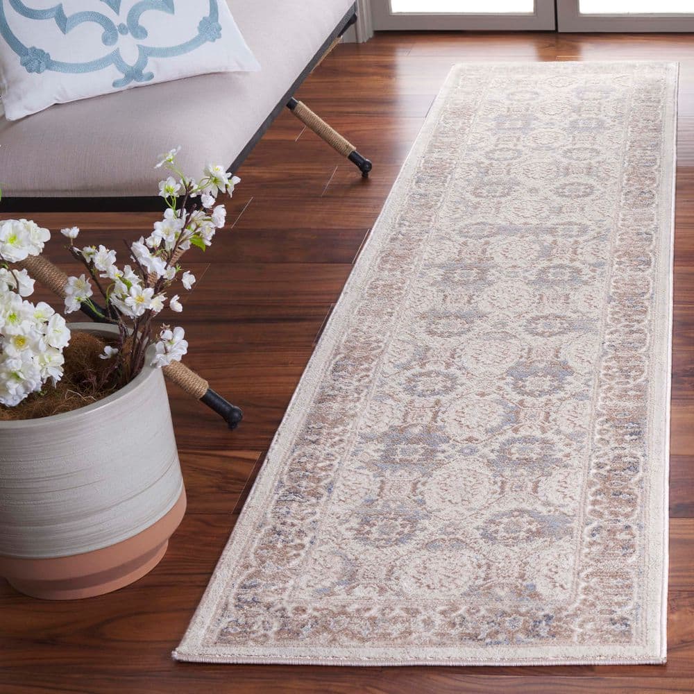 Prestige 2 ft. x 8 ft. Beige/Light Blue Distressed Border Runner Rug price history on PriceWatchPro