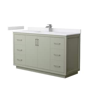 Icon 60 in. W x 22 in. D x 35 in. H Single Bath Vanity in Light Green with White Cultured Marble Top