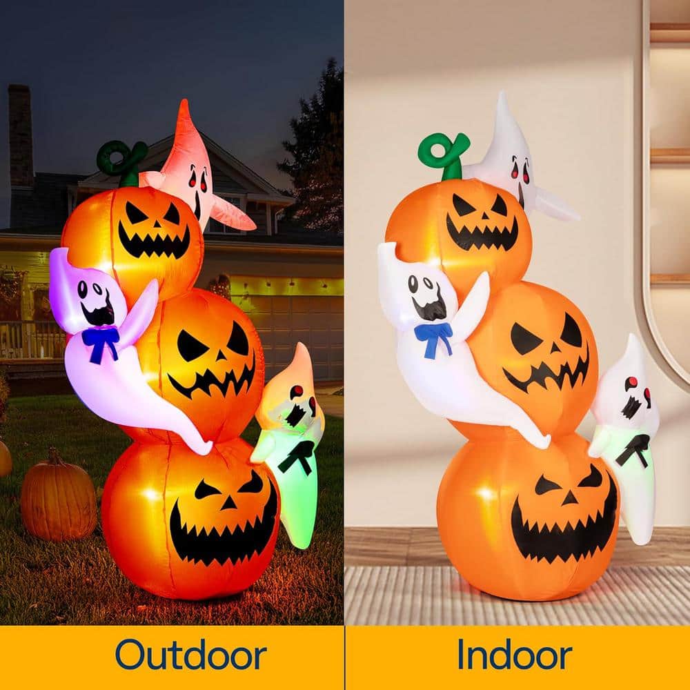 6ft LED-Lit Halloween Inflatable with Pumpkins and Ghosts