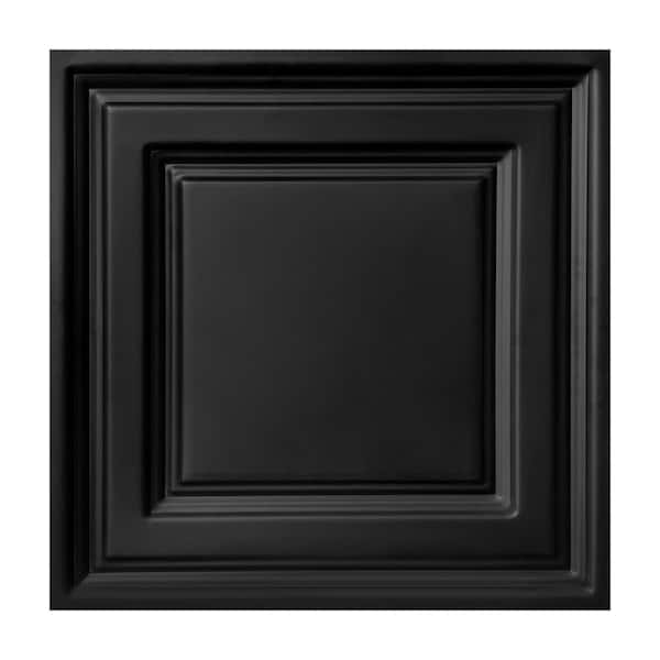 Black 2 ft. x 2 ft. Decorative Smooth Ceiling Tile 48 (sq. ft. / case) 12-Tiles