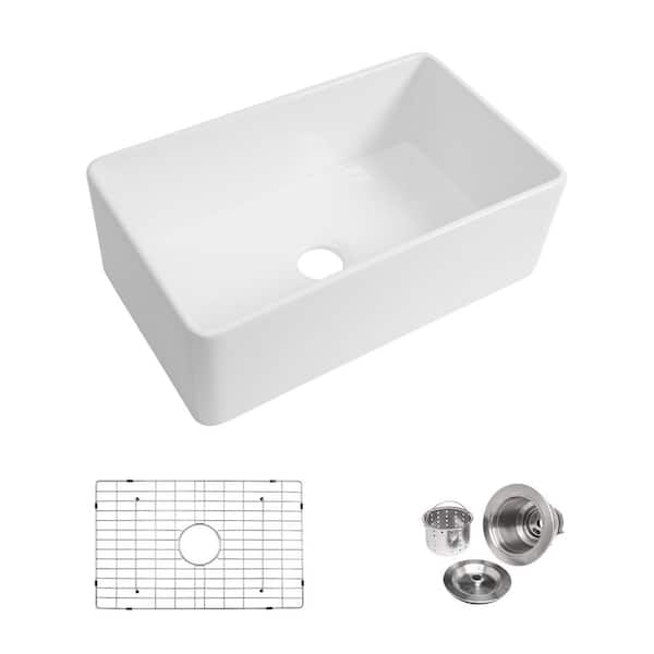 Turner Crisp White Fireclay 30 Single Bowl Farmhouse Apron, 43% Off