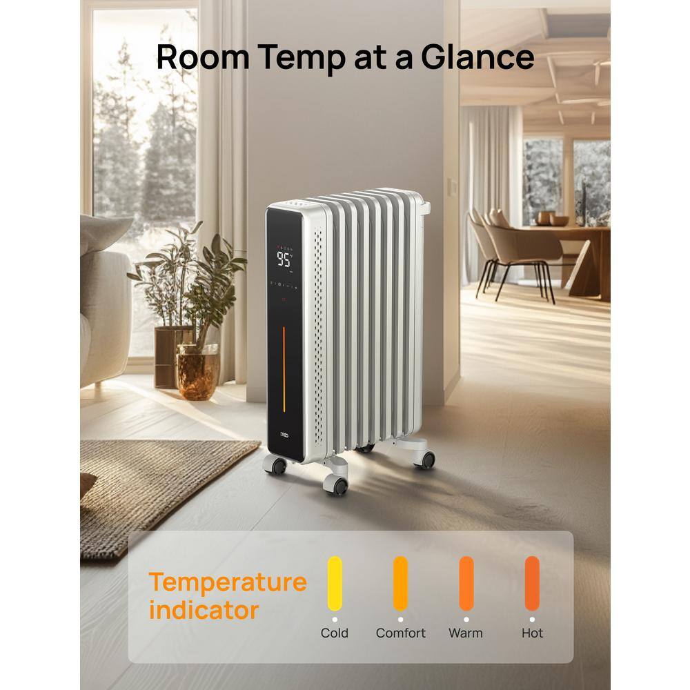 Space Gray Oil-Filled Radiator Heater with Remote and Timer