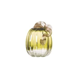 5.51 in. H Green Crackle Glass Pumpkin