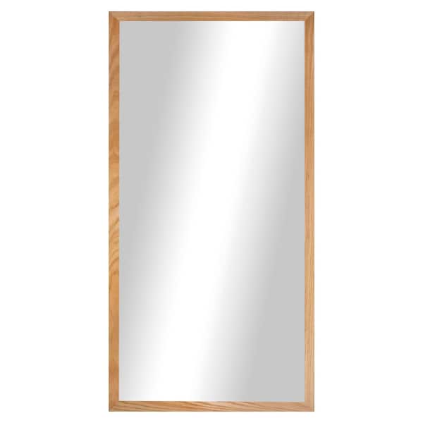 Large 2 in. Frame ( 30 in. W x 65 in. H ) Wooden Natural Rectangle Wall Mirror