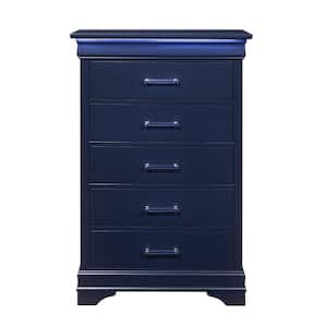 Victoria Blue 5 Drawers 32.36 in Chest of Drawers