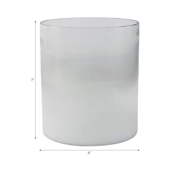 Liv & Skye Clear 7 in. Glass Frosted Bottom Hurricane Candle Holder