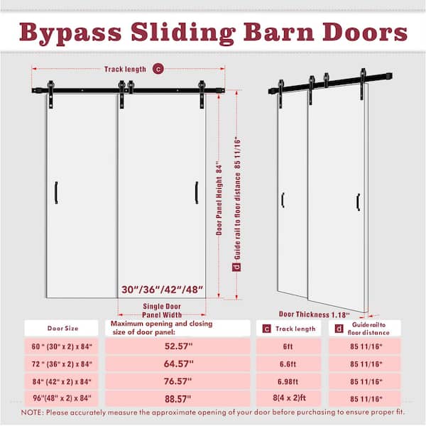 60 in. x 84 in. Mirrored Glass, White, MDF, Bypass Double Pre-Assembled Panel Sliding Barn Door with Hardware Kit